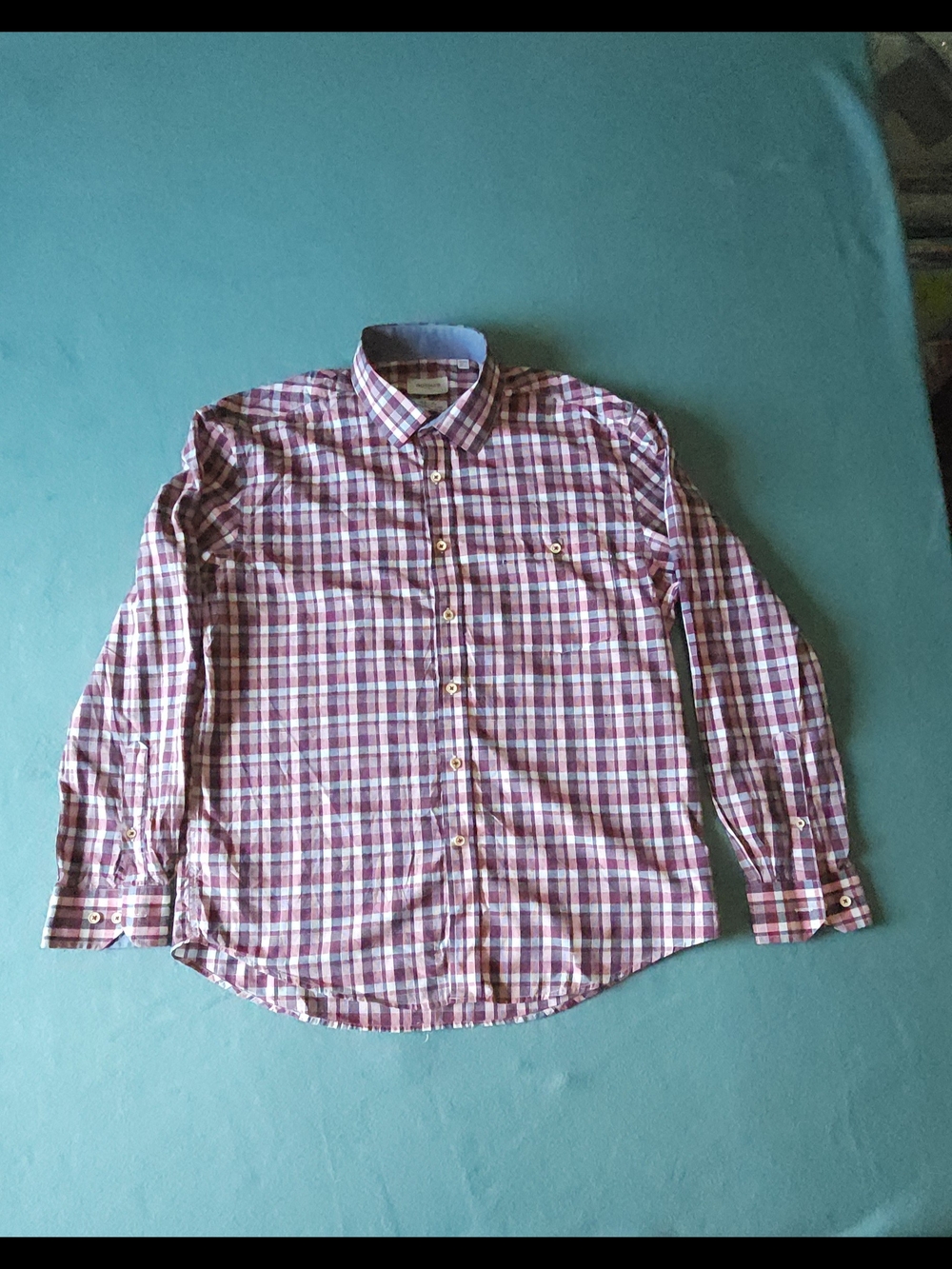Rochas Paris Men's Long-Sleeve Plaid Button-Down Shirt - Red, Blue, White